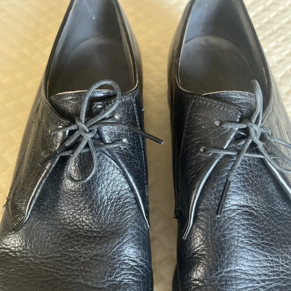 Nettleton‎ VTG Black Pebble Grain Leather Plain Toe Derby Oxford Shoes Mens 9